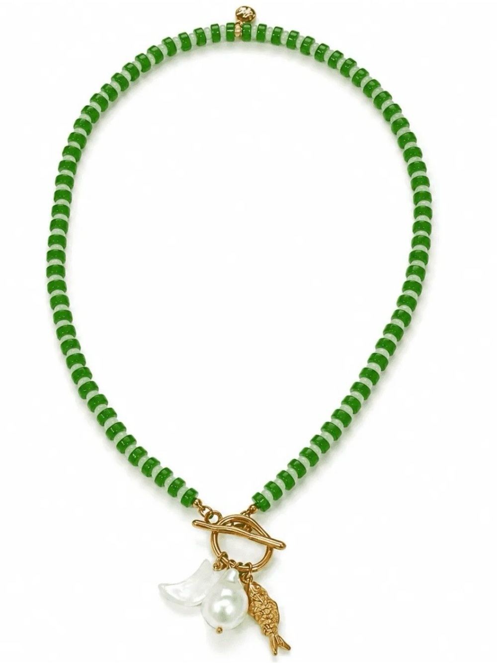 NEW✨ Mayamar Green Coastal Charm Strand Pearl Moon Fish Necklace MM-01805